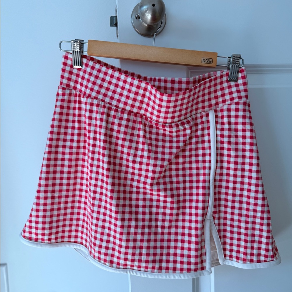 Pink and White Gingham Women's Skort